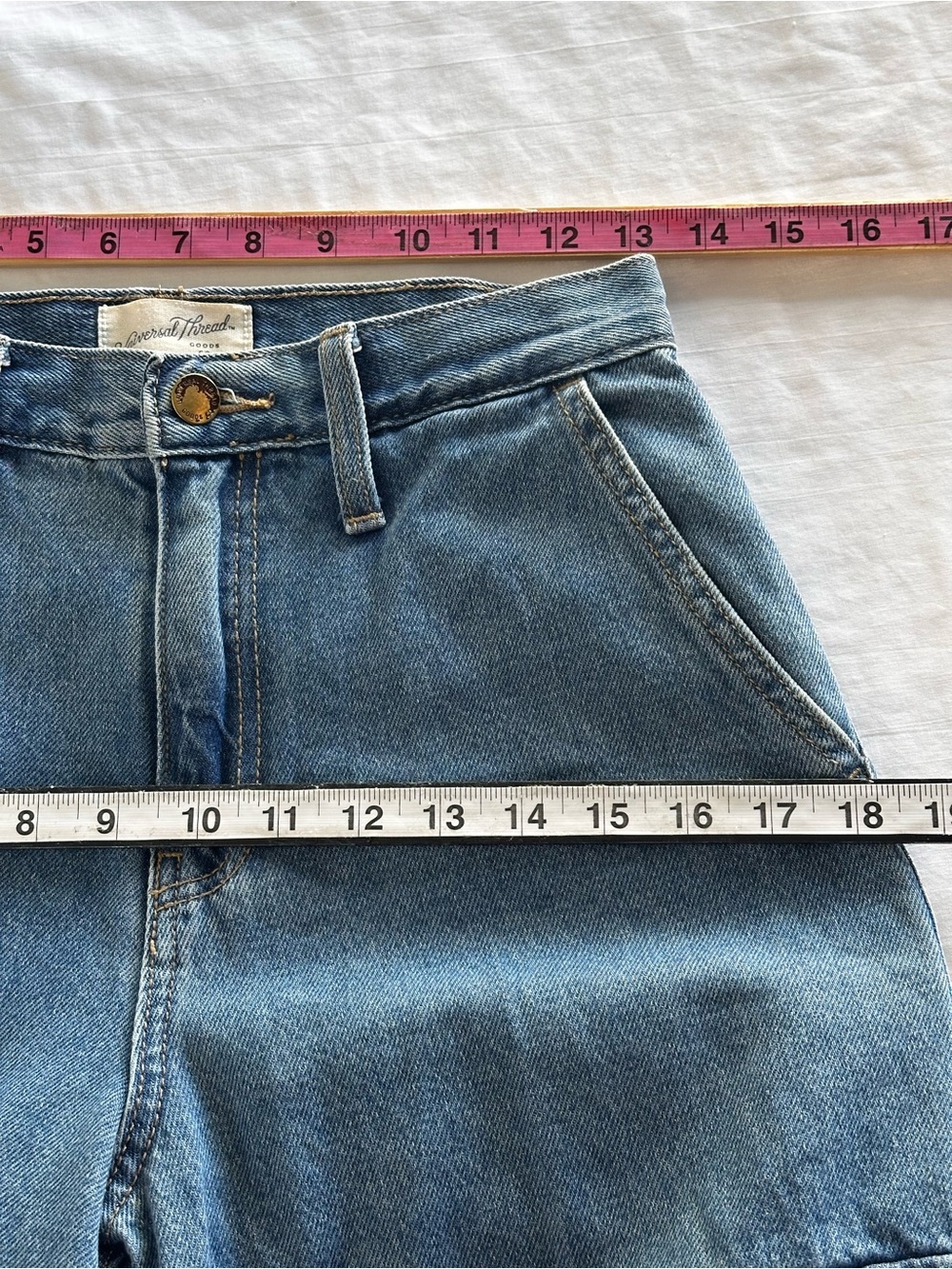 Universal Thread Wide Leg Cargo Jeans Women’s Size 2R Blue Y2K Utility Skater - Picture 9 of 13